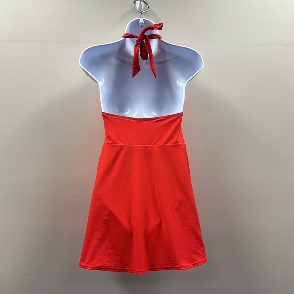 J. Crew Bright Red Halter Wrap Swimsuit/Swimdress Size 6 Preppy Resortwear - Picture 5 of 13